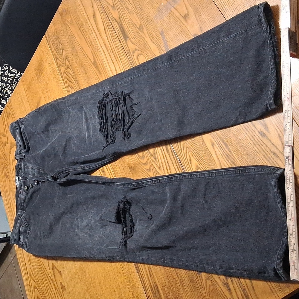 AGOLDE Jeans Men 28 BLACK Faded BUTTON FLY Preowned Denim Pants Distressed